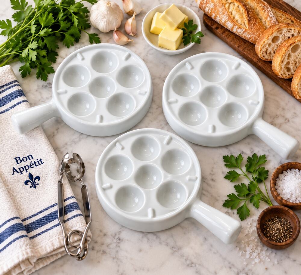 BIA Cordon Bleu Escargot Snail Bakers White Set of 3
